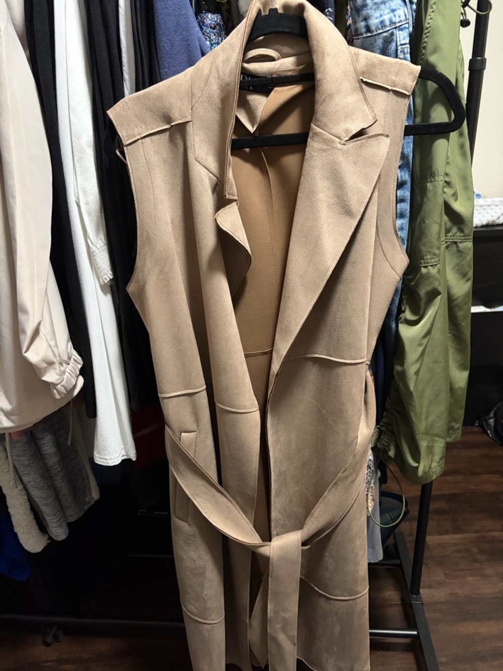 Zara Sleeveless Trench Vest in Tan